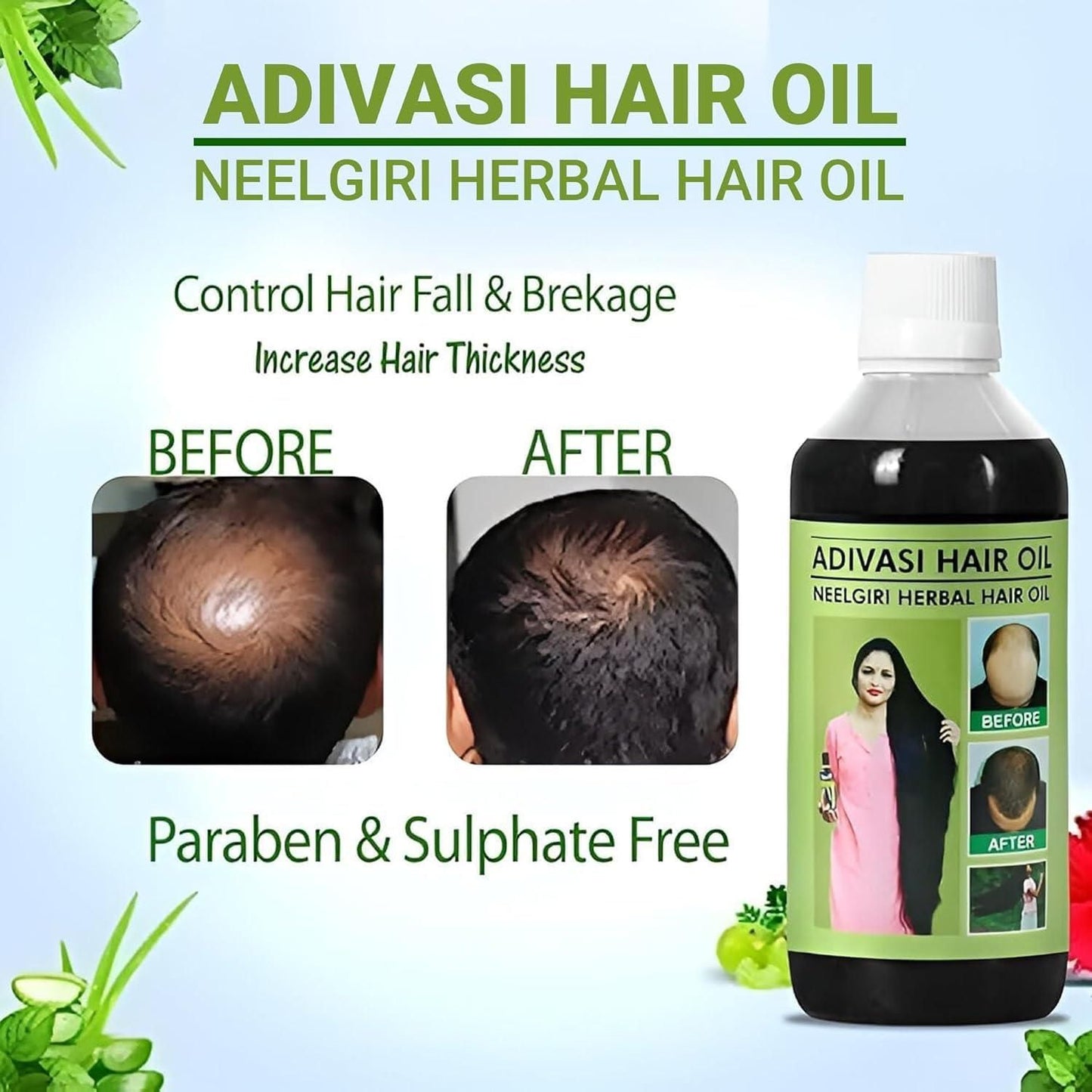 🍃ORIGINAL ADIVASI HERBAL HAIR OIL 💥 BUY 1 GET 1 FREE 💥
